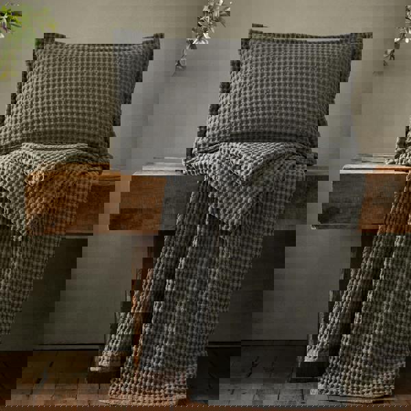 Catherine Lansfield Jaipur Chunky Waffle Cotton Blanket Throw Grey
