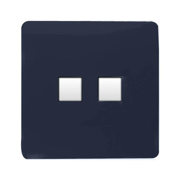 Trendi Switch 2 Gang Cat 3 Telephone Slave Socket in Navy Blue