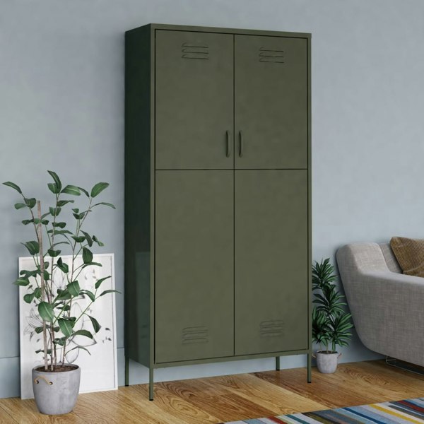 Berkfield Wardrobe Olive Green 90x50x180 cm Steel