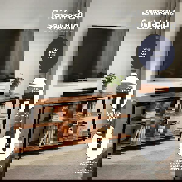 Levede TV Stand Cabinet 55 inch Corner TV Unit Wooden with Light Storage Shelves