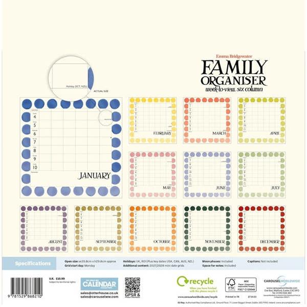 Emma Bridgewater Family Organiser 2027, Family Planners, Week To View, Art, Gift