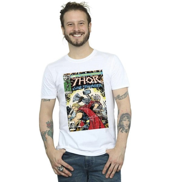 Marvel Mens Thor Love And Thunder Vintage Poster T-Shirt - White