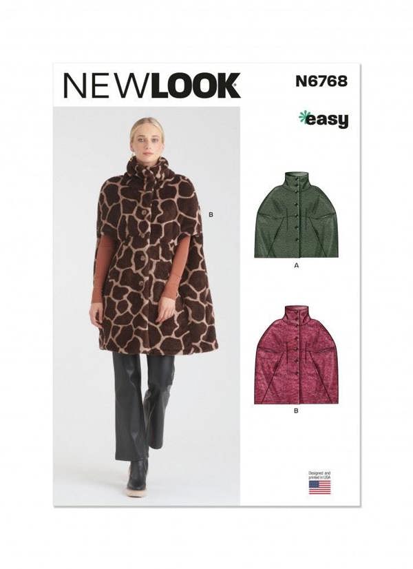New Look Sewing Pattern 6768, Capes for Women, A (S-M-L-XL-XXL) - Easy