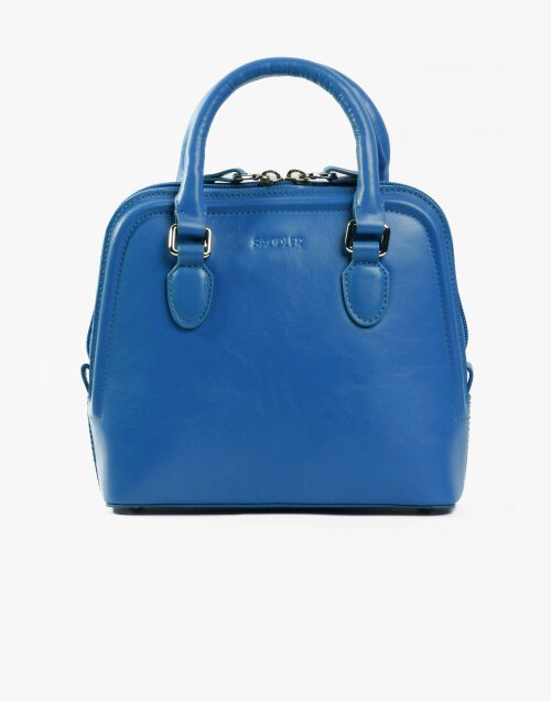 SADDLER KELLY Leather Zip Top Handbag  - Adjustable Strap, Phone Pocket, Crossbody or Handheld - RFID Protected - Electric Blue