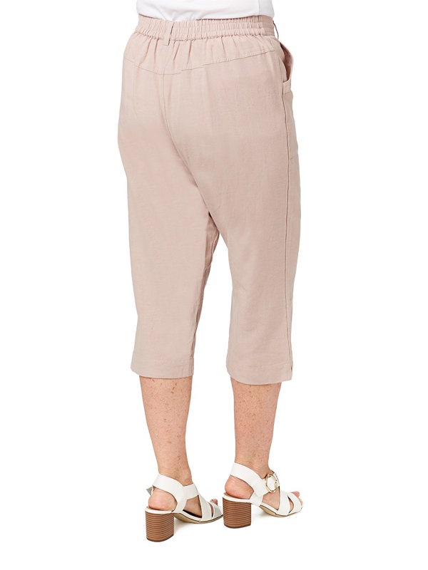 PennyPlain Linen Blend Cropped Trousers - Cloud