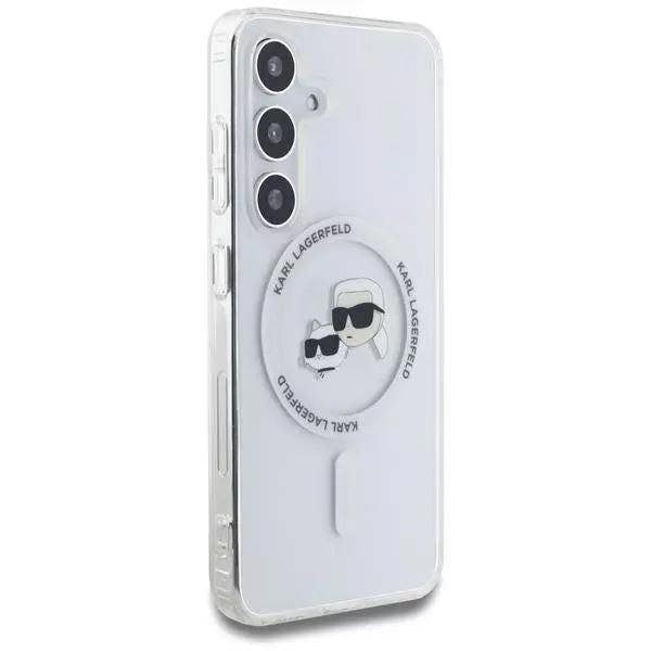 Karl Lagerfeld Button Karl & Choupette Heads Printed Logo Case with MagSafe for Samsung Galaxy S25 6.2" Clear - KLHMS25SHLSKCH