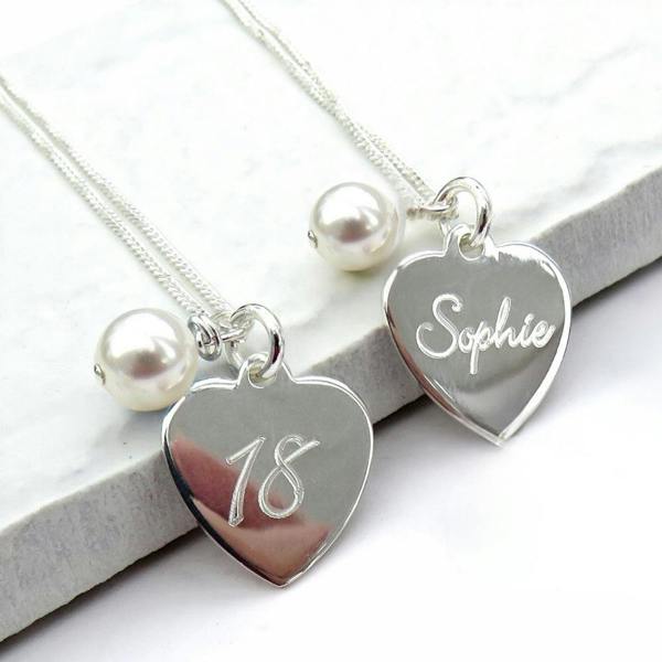 Aye Do Gifts Personalised Script Heart Necklace & Pearl
