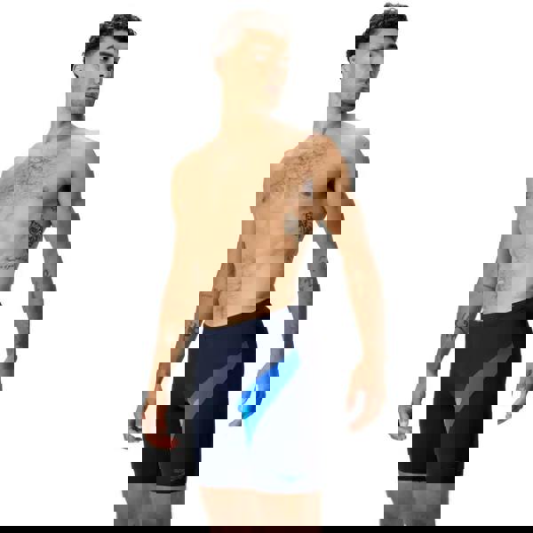 Navy and bright blue Speedo HyperBoom swim jammer trunks