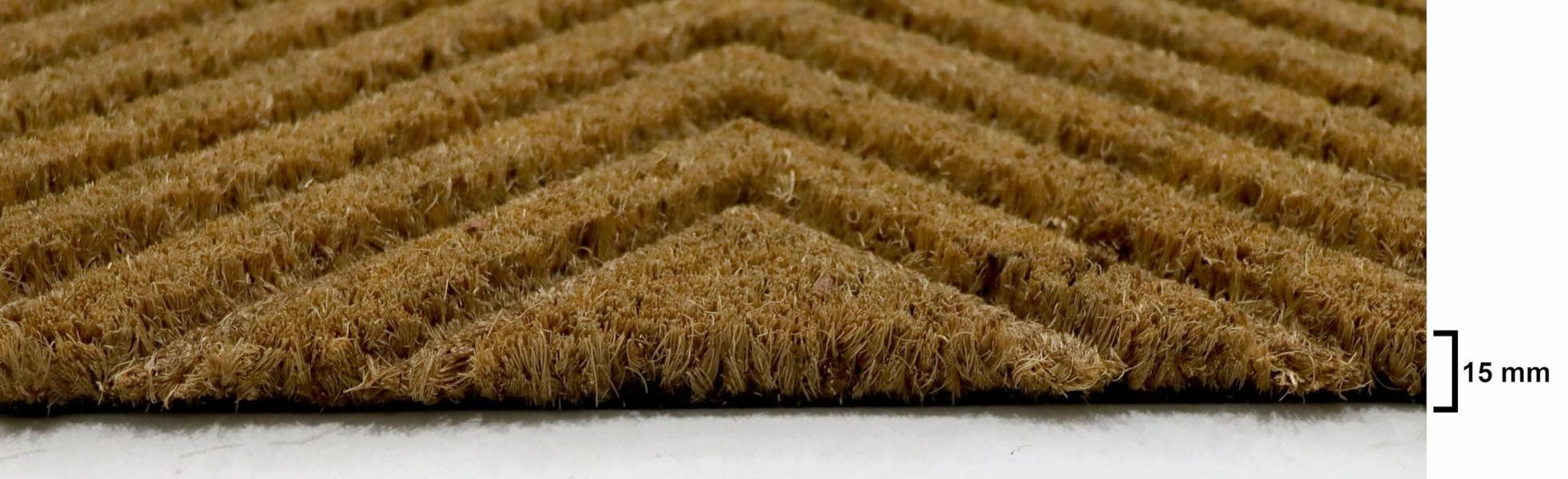 A.Unique Home 15mm Natural Coir Doormat with Printed Pattern 40cm x 80cm | Non-Slip PVC Backed (Embossed Stripes)