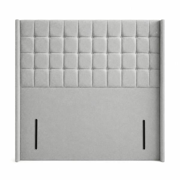 Great British Beds Winged Cubed Headboard - Silver Plush