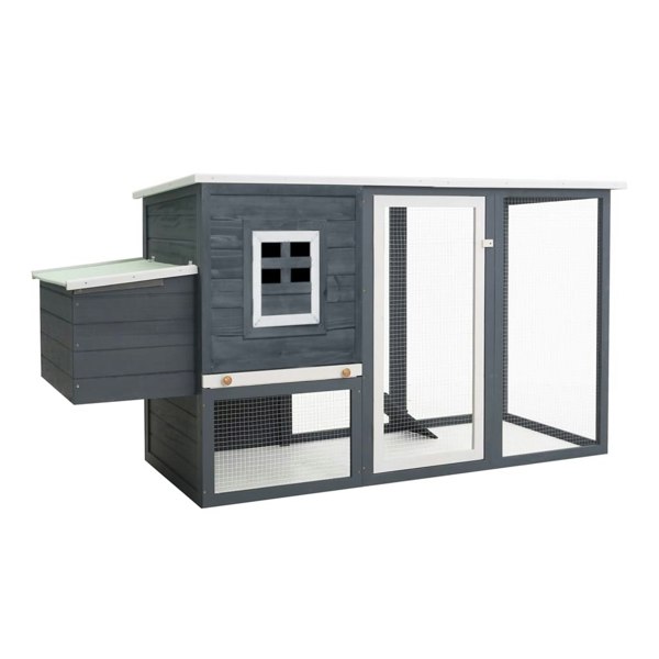 Berkfield Outdoor Chicken Cage Hen House with 1 Egg Cage Grey Wood