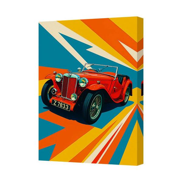 Benjamin Tate Design Vintage Red Classic Car Canvas Wall Art Print For Living Room