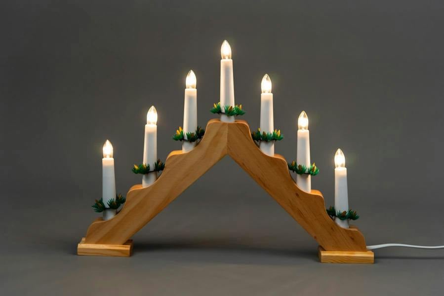 25cm Christmas Nativity LED Candle Bridge with 7 Candles, Pine Effect and Inline Switch image 8
