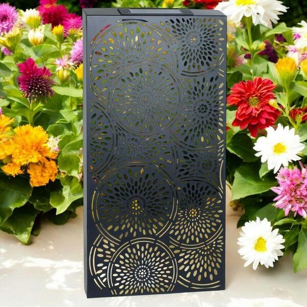 EDH Door Hardware Large Metal Moroccan Solar Wall Panel – 70 x 30 x 5 CM | Solar-Powered Outdoor Wall Art | Weatherproof Decorative Garden Panel