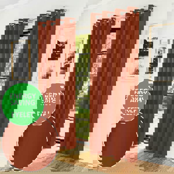 Enhanced Living Nightfall  Plain Supersoft Thermal Room Darkening Eyelet Curtain - Pair for Living Room & Bedrooms