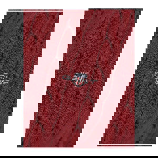 Gant Mens Cable Knit Half Zip Sweatshirt - Maroon - 