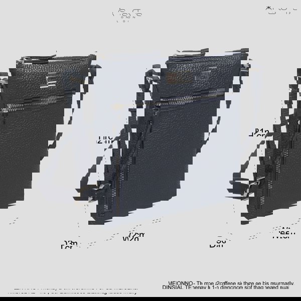 Assots London 'RUE' Navy Pebble Grain Real Leather Crossbody Bag