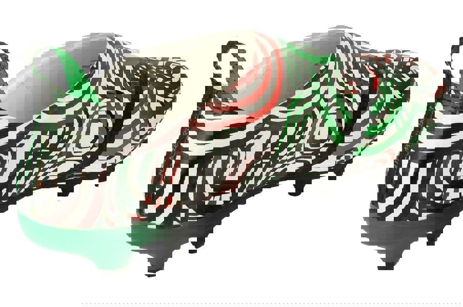 A back, right angle of the Nike Glitch Outerskin. This design features a colourful colourway for an exotic aesthetic.