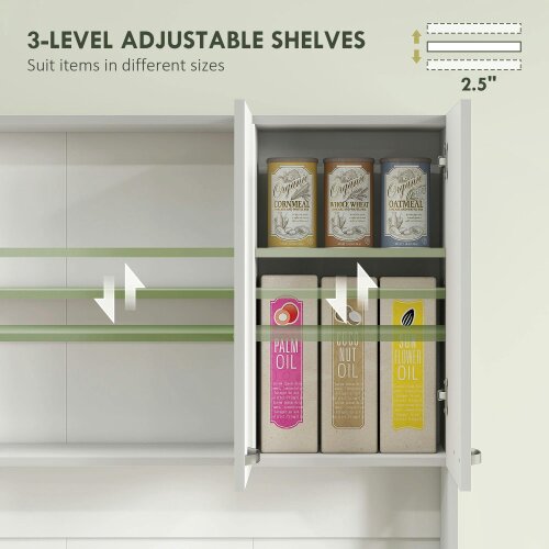 Wyld Haus Tovesu Wooden White Large Kitchen Cupboard With 6 Doors 1 Drawer 5 Shelves And Countertop