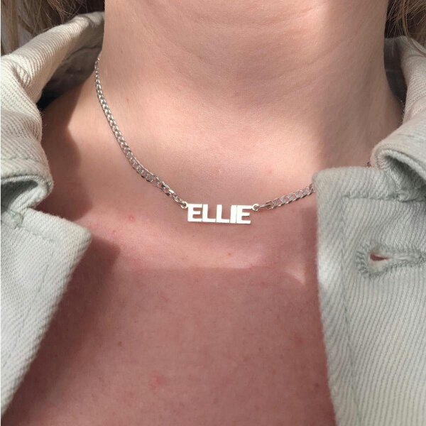 Christopher James of London Sterling Silver Mini Block Choker Style Personalised Name Necklace