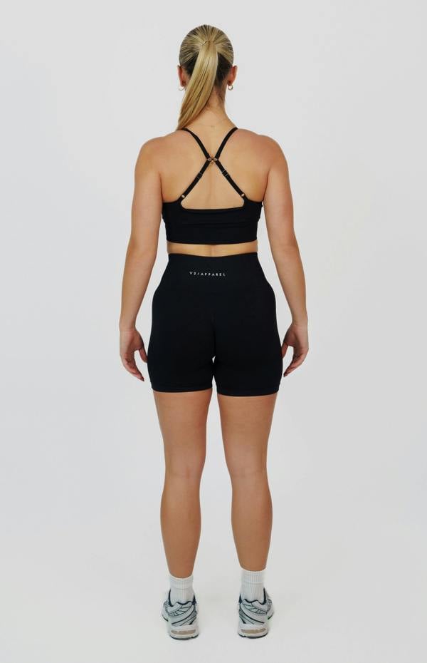 V3 Apparel Tempo Seamless Scrunch Shorts & Multi-Way Sports Bra Set - Black