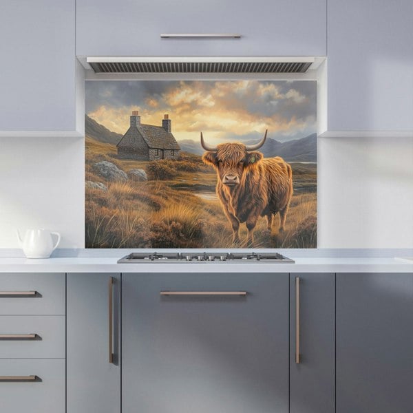 Warren Reed - Designer Highland Cow And A Cottage Kitchen Splashback