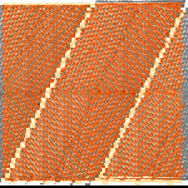 Orange interlocking garage floor tile with a ventilated diamond pattern, top-down view on white background.