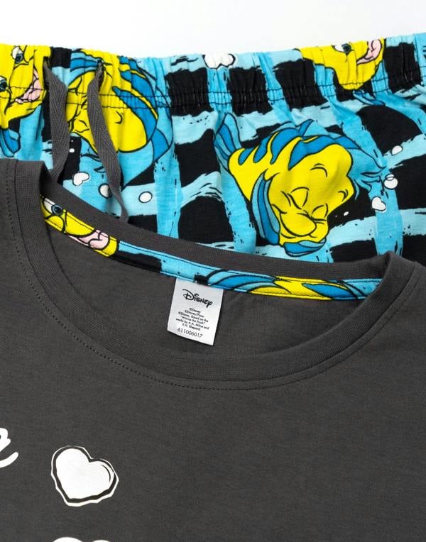 Disney Womens Grey The Little Mermaid And Flounder Short Sleeve Long Leg Pyjama Set