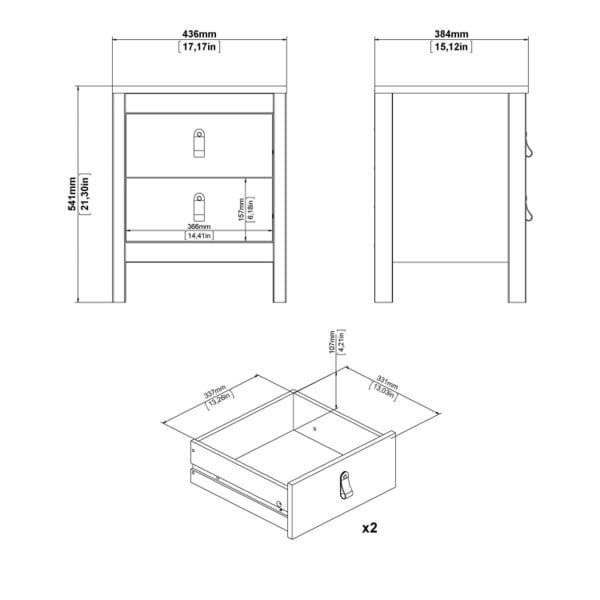 Wyld Haus Gossmere Matt Black Bedroom Set - Bedside Table + Chest of Drawers + Wardrobe 2 Doors
