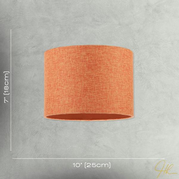 Contemporary and Sleek Orange Natural Linen Fabric Drum Lamp Shade Image 7