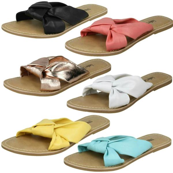 Leather Collection Ladies Leather Collection Knot Vamp Mule Sandals