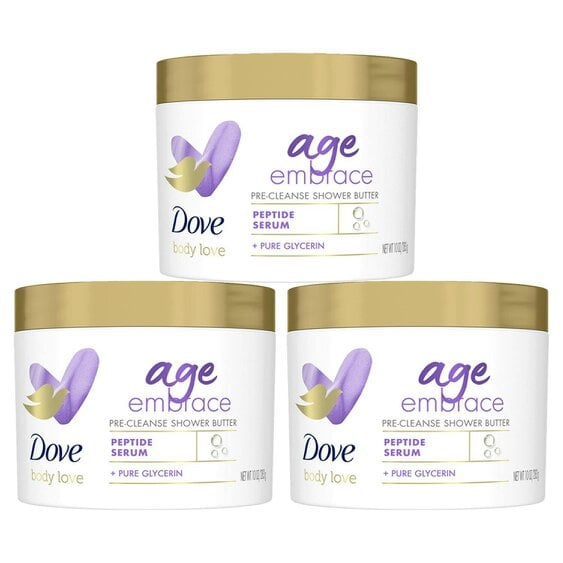 Dove Body Love Age Embrace Pre-Cleanse Shower Butter with Peptide Serum, 3x283ml