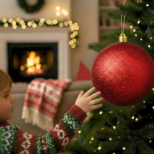 20cm Dark Red Glitter Christmas Bauble for Tree and Home Décor, Lightweight PVC Hanging Ornament image 8