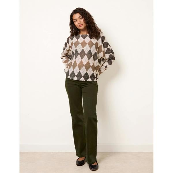 Blue Vanilla Slash Neck Argyle Diamond Jumper