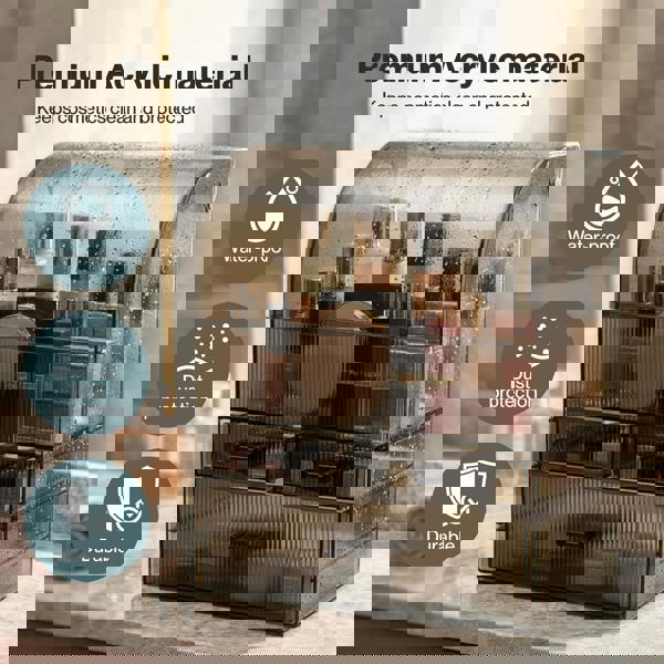 ilus Makeup Storage Organiser Acrylic Cosmetics Organizer Transparent Black