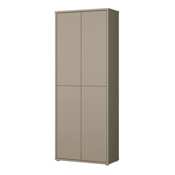 Furniture To Go Alice Springs Tall Shoe Cabinet with 4 Doors Push-to-Open in Taupe