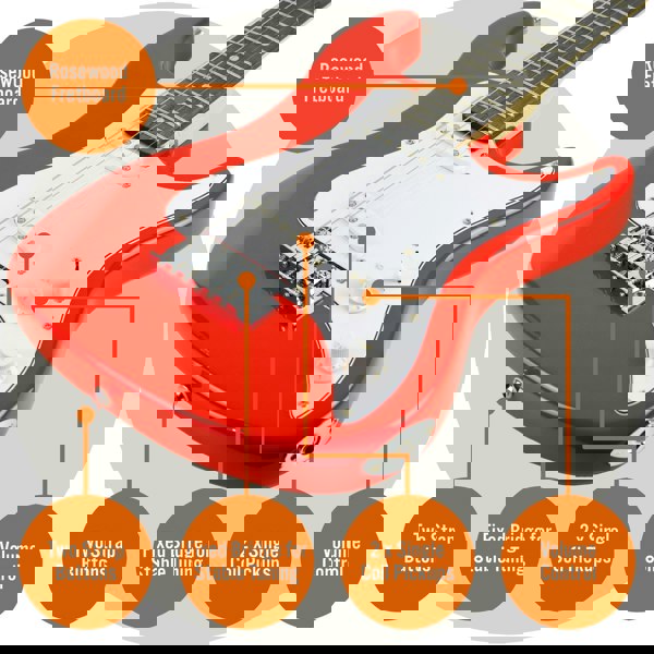 3rd Avenue 3/4 Size Electric Guitar Red Electric Guitars#Colour_Red