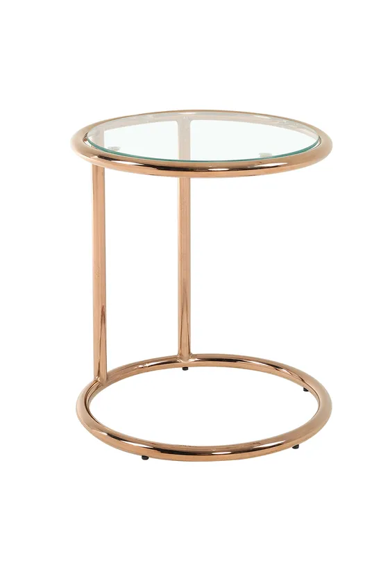 Living and Home Clear Tempered Glass Round Side Table with Metal Base