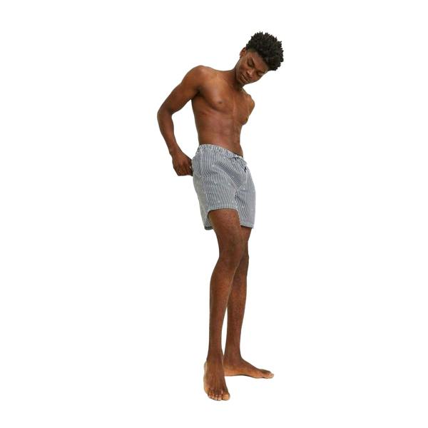 Jack And Jones Mens Striped Woven Regular Swim Shorts - Navy Blazer - 