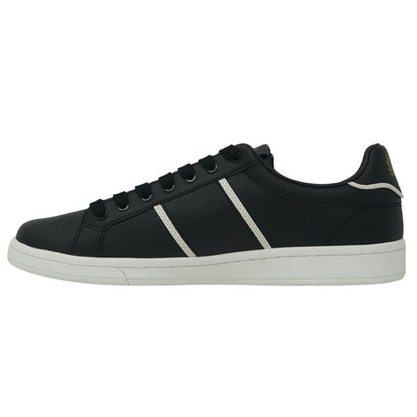 Fred Perry Debossed Branding Leather Men's Trainers - Black