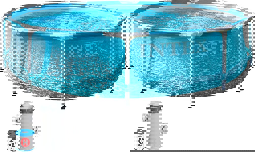 Intex 10 ft x 30-inch Beachside Metal Frame Pool Set