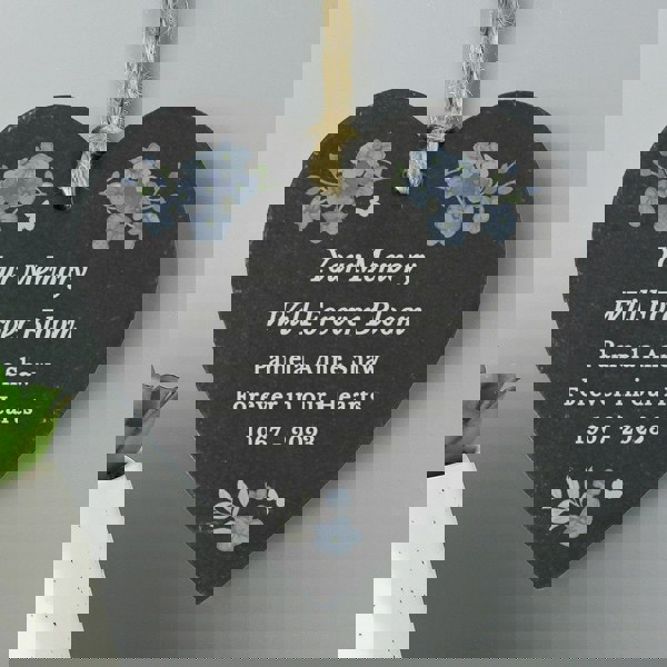 Personalised Memento Company Personalised Memorial Forget Me Not Slate Heart