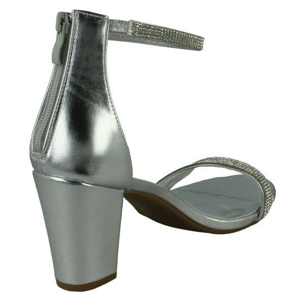 Anne Michelle Ladies Anne Michelle Wide Fit Block Heel Diamante Mule Sandal F12052