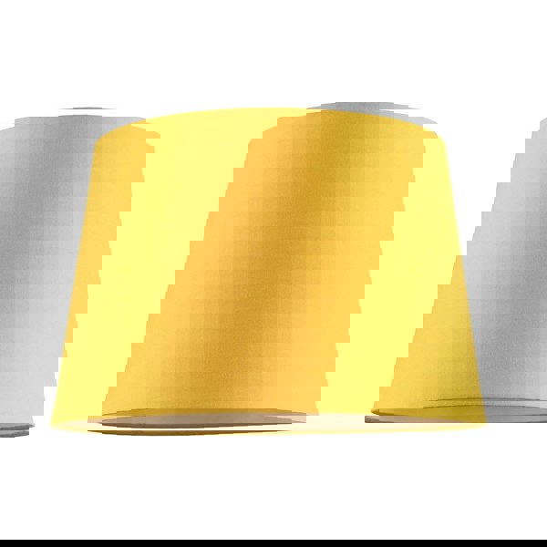 Yellow Cotton Fabric 12inch Drum Lampshade with White Cotton Inner Image 1