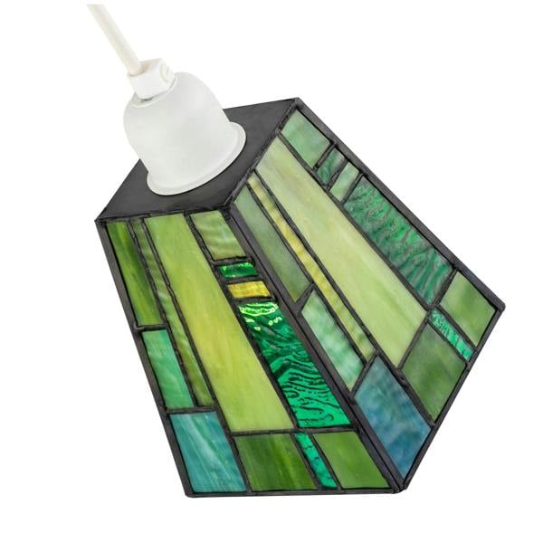 Art Deco Tiffany Glass Pendant Shade with Emerald and Green Panels Image 3