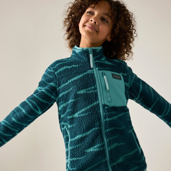 Regatta Kids Frankie Zebra Print Full Zip Fleece Jacket - Mediterranea