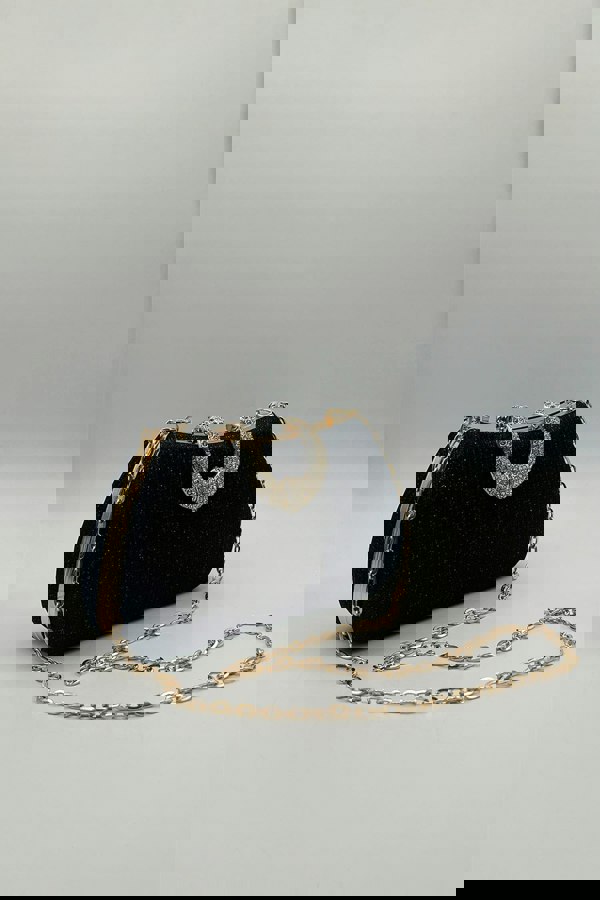 SVNX Black Shimmer Clutch Bag