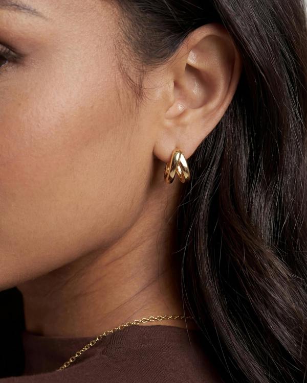 Elk & Bloom 14k Gold Double Wave Huggie Hoops