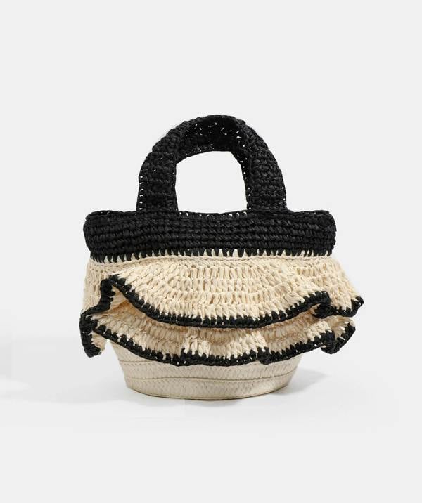 Pia Rossini Saffira - Straw Crossbody Bag - Black