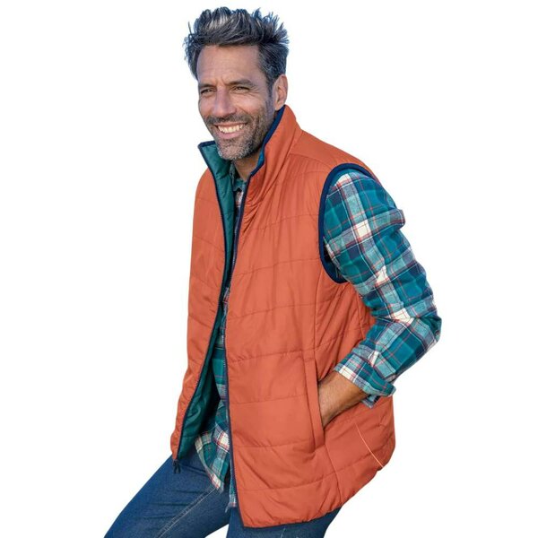 Atlas For Men Mens Reversible Padded Sleeveless Gilet - Pigeon Blue/Orange